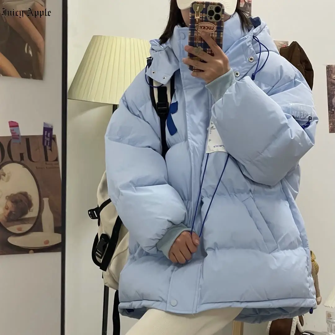 Women's Winter Jacket Large Size Solid Thick Streetwear Coat Female Fashion Casual Zipper Pockets Hooded Parka Clothing Female