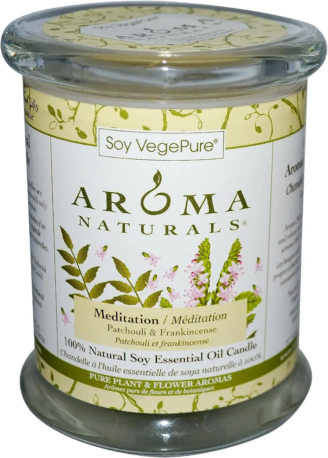 

VegePure, 100% Natural Soy Essential Oil Candle, Meditation, Patchouli & Frankincense, 8.8 oz (260 g), Aroma Naturals Led pillar