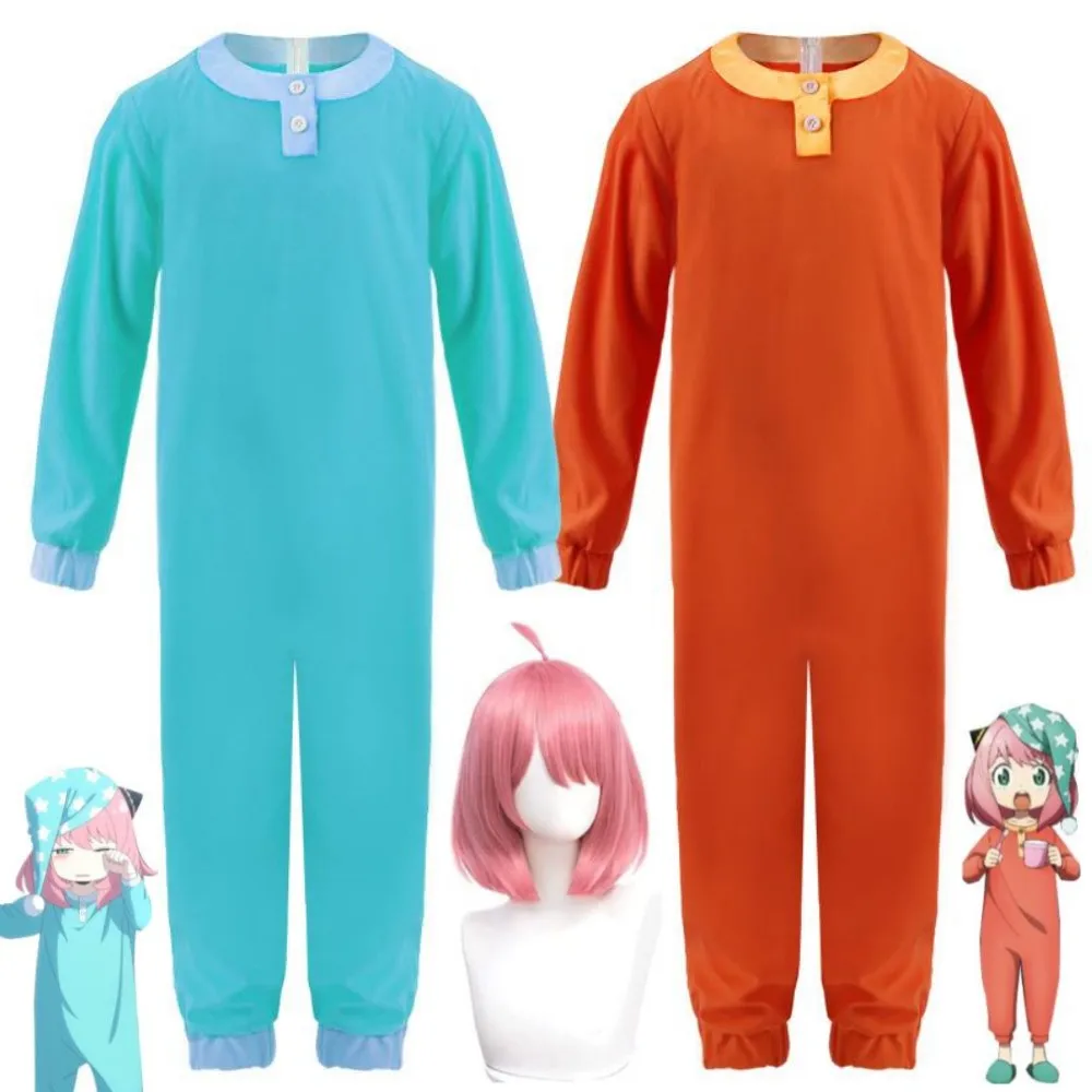 

Anime SPY×FAMILY Anya Forger 007 Cosplay Costume Wig Adult Child Blue Orange Jumpsuit Hat Pajamas Sleewear Halloween Suit