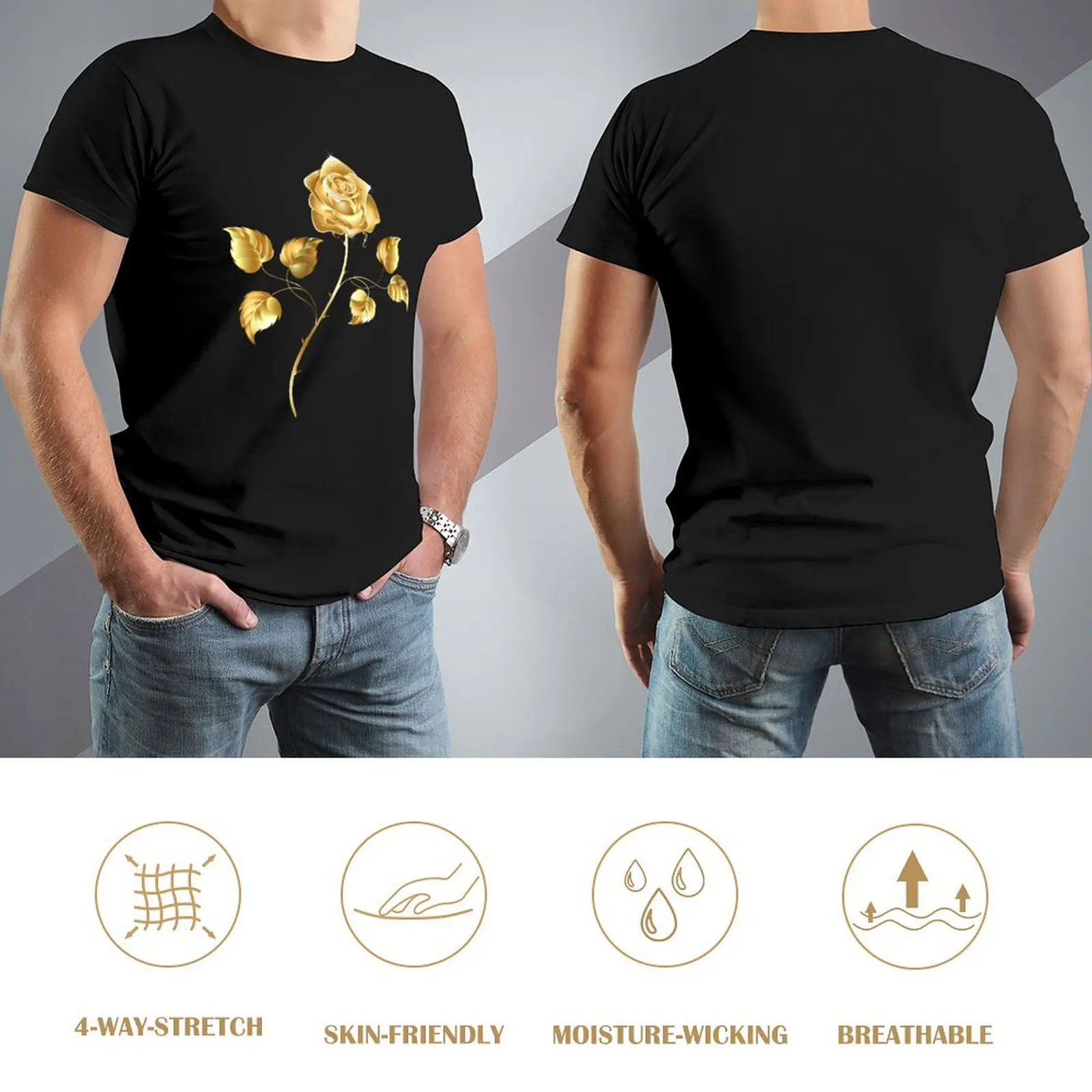 Футболка Золотая роза (Золотая роза) летний топ с фигурками аниме футболки