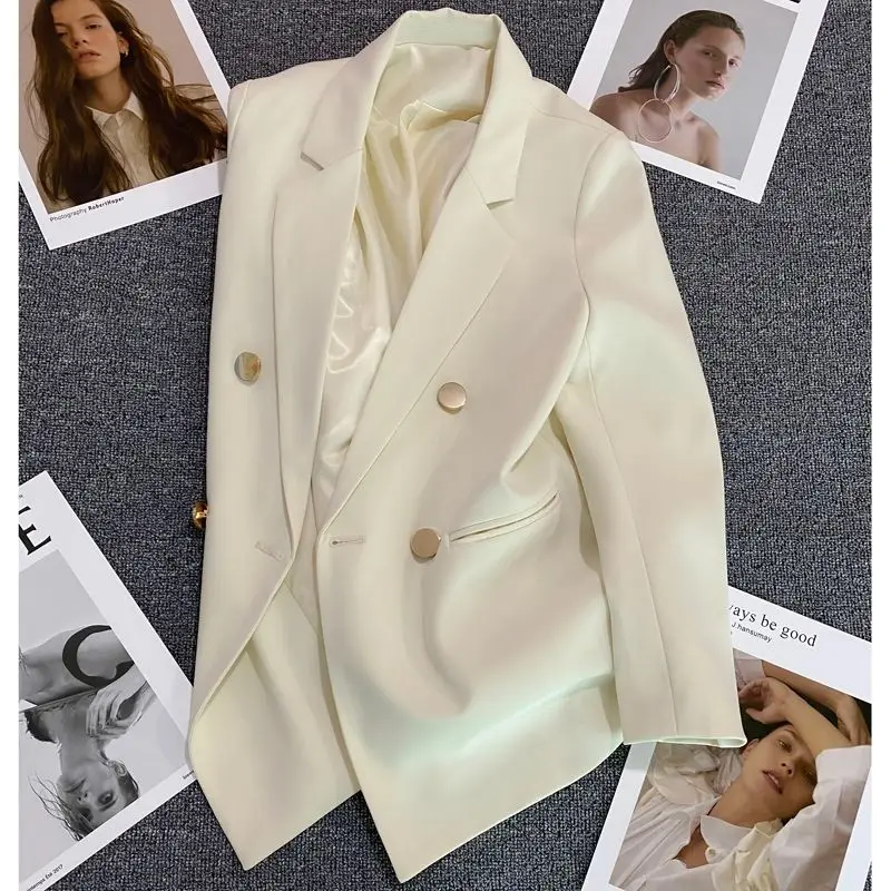 Fashion Long Sleeve Black Blazer Autumn Jacket White Blazer Business Office Female Division Luxury Brand Coats Women's Clothing