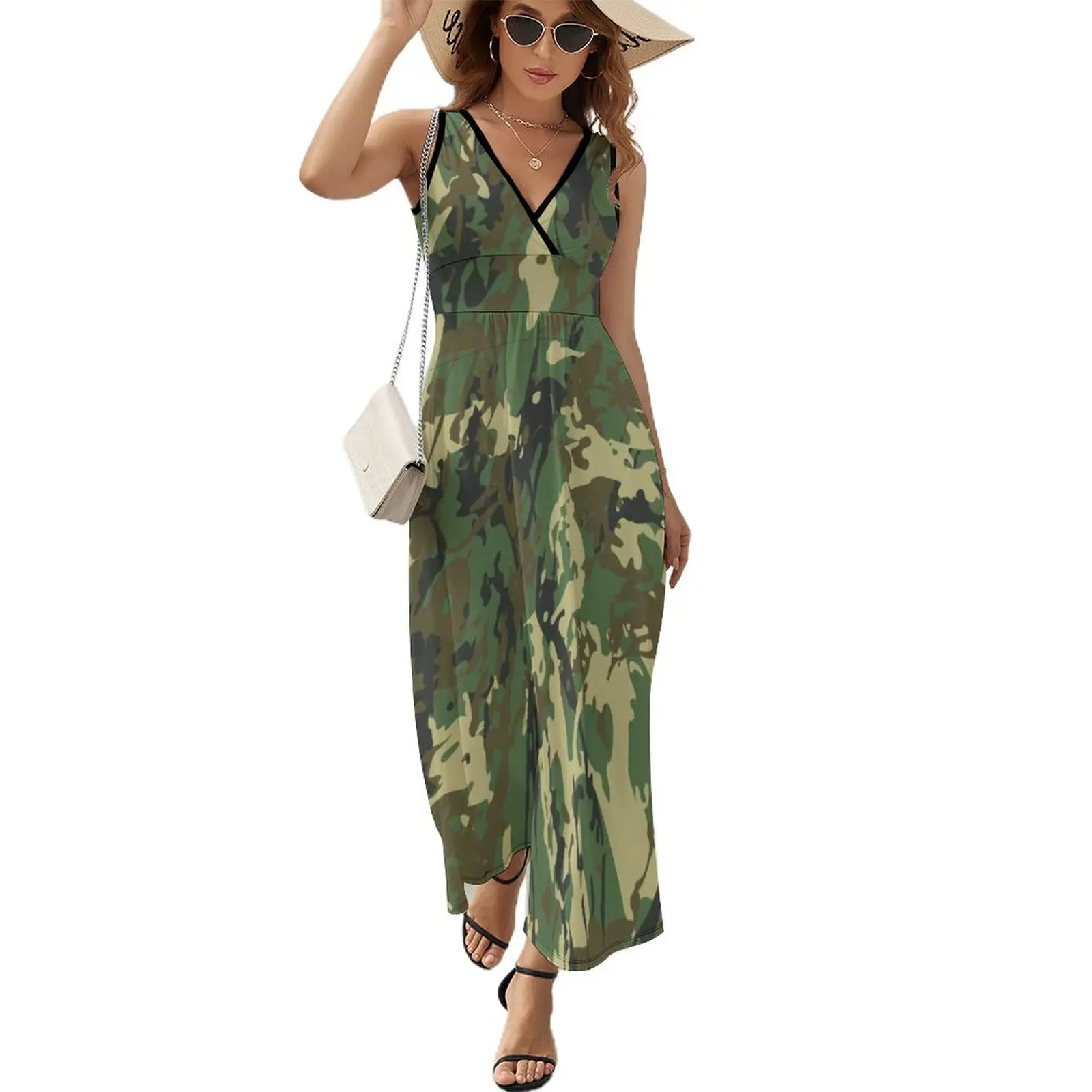 

Cool Military Camo Dress Camouflage Pattern Vintage Maxi Dress DateBasic Boho Beach Long Dresses Women Pattern Oversized Clothes