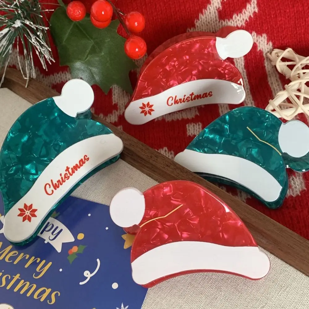 Рождественская шапка с уксусной кислотой ацетатная заколка для волос красная