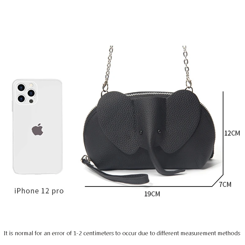 Genuine Leather Women Small Handbags Mini Shoulder Crossbody Bags 2023 Trendy Creative Cute Elephant Design Female Shoulder Bags