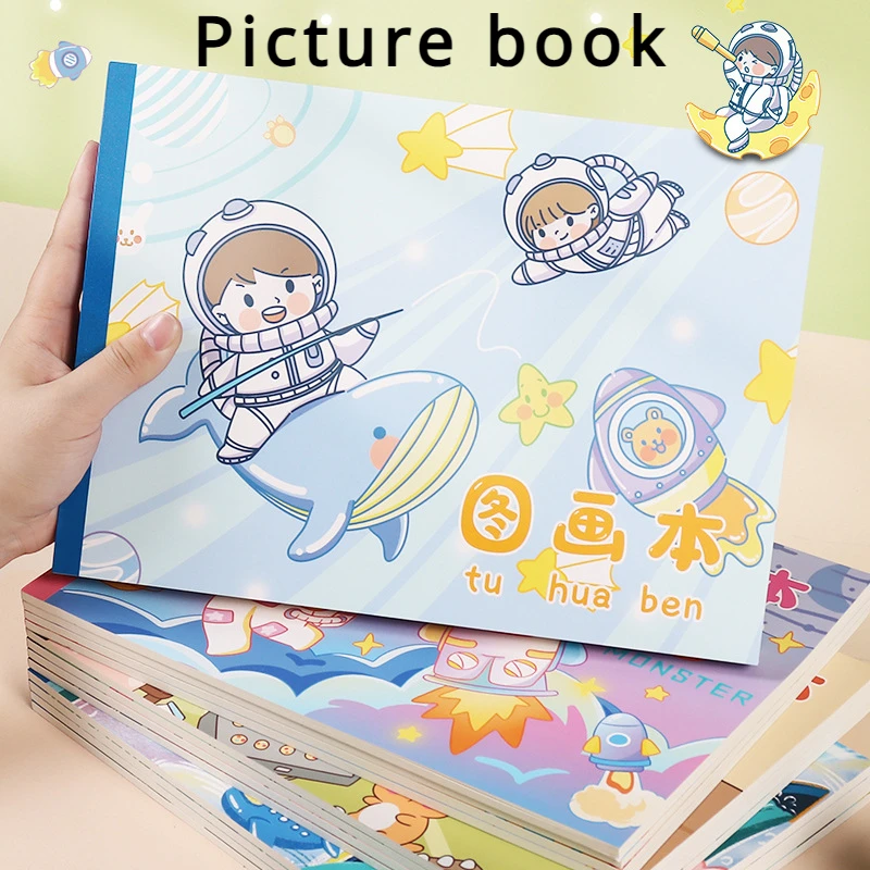 

4pcs Primary School Students' Thickened Cartoon Hand Drawn Sketchbook,children's Graffiti Album A4 Drawing Notebook Art Supplies
