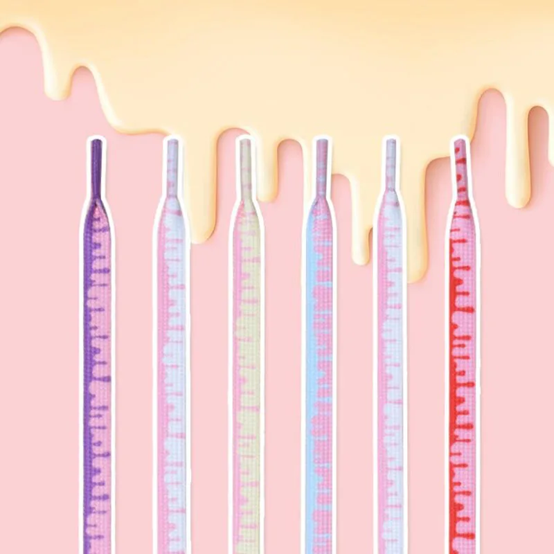 New Shoelaces For Sneakers Rainbow Ice Cream Flat Shoelace Cute Elastic Laces Shoes Strings 120/140CM 1 Pair