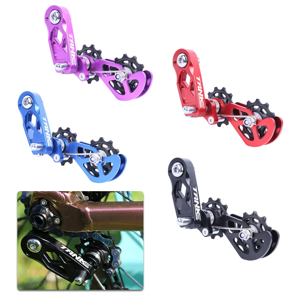 

Premium Aluminum Alloy Bike Chain Tensioner Adjustable Anti-Drop Mountain Road Bike Accessories For Single Speed Conversion