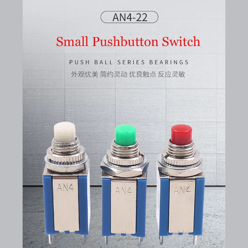 

1/2/10 Pcs Micro Power Supply AN4-22 Self-Reset Lock-Free Start Small Button Switch 8mm2 Normally Open 2 Normally Closed 6 Feet