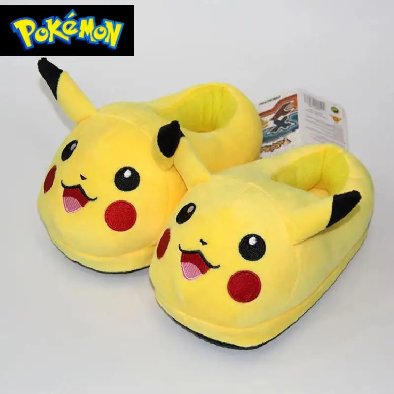 

Pokemon Pikachu Shoes Kawaii Girl Plush Cotton Creativity Autumn and Winter Household Keep Warm Cotton Slippers Birthday Gift
