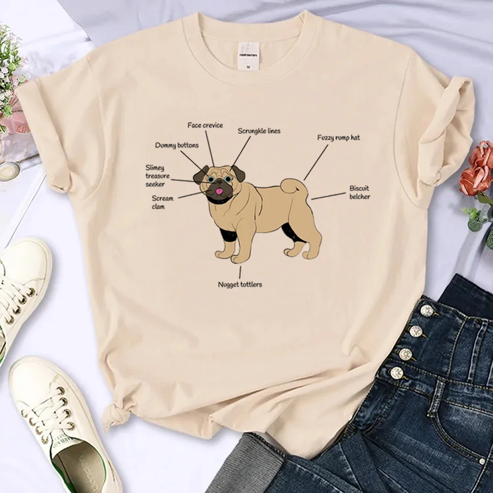 

Pug top women graphic tshirt female Japanese manga y2k clothes