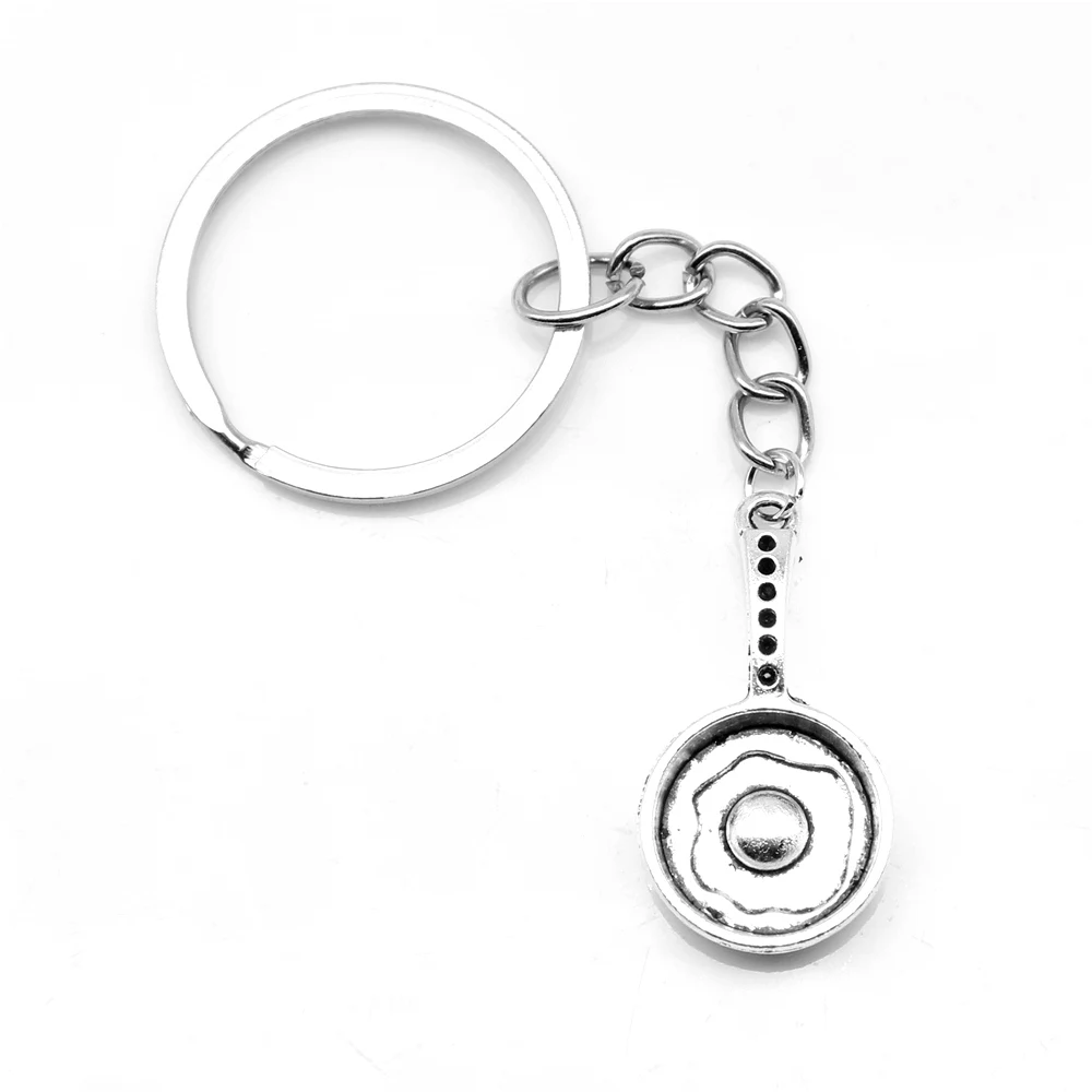 

1pcs Antique Silver Color 17x31mm Frying Pan Keychain Handmade Jewerly Diy