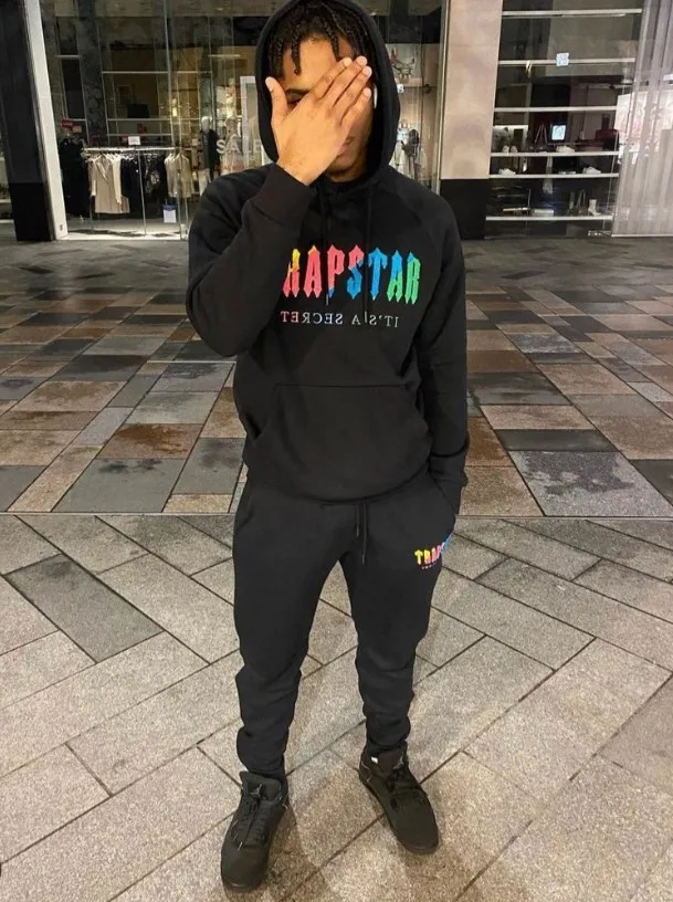 

Trapstar Rainbow Towel Embroidery Fleece Hoodies+Sweatpants Hip Hop Trend Brand Streetwear Casual Sweatshirt Men Pullover Suit
