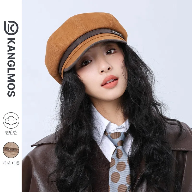 Женский берет-кенлмос весенне-осенний универсальный черный цвет восьмиугольная