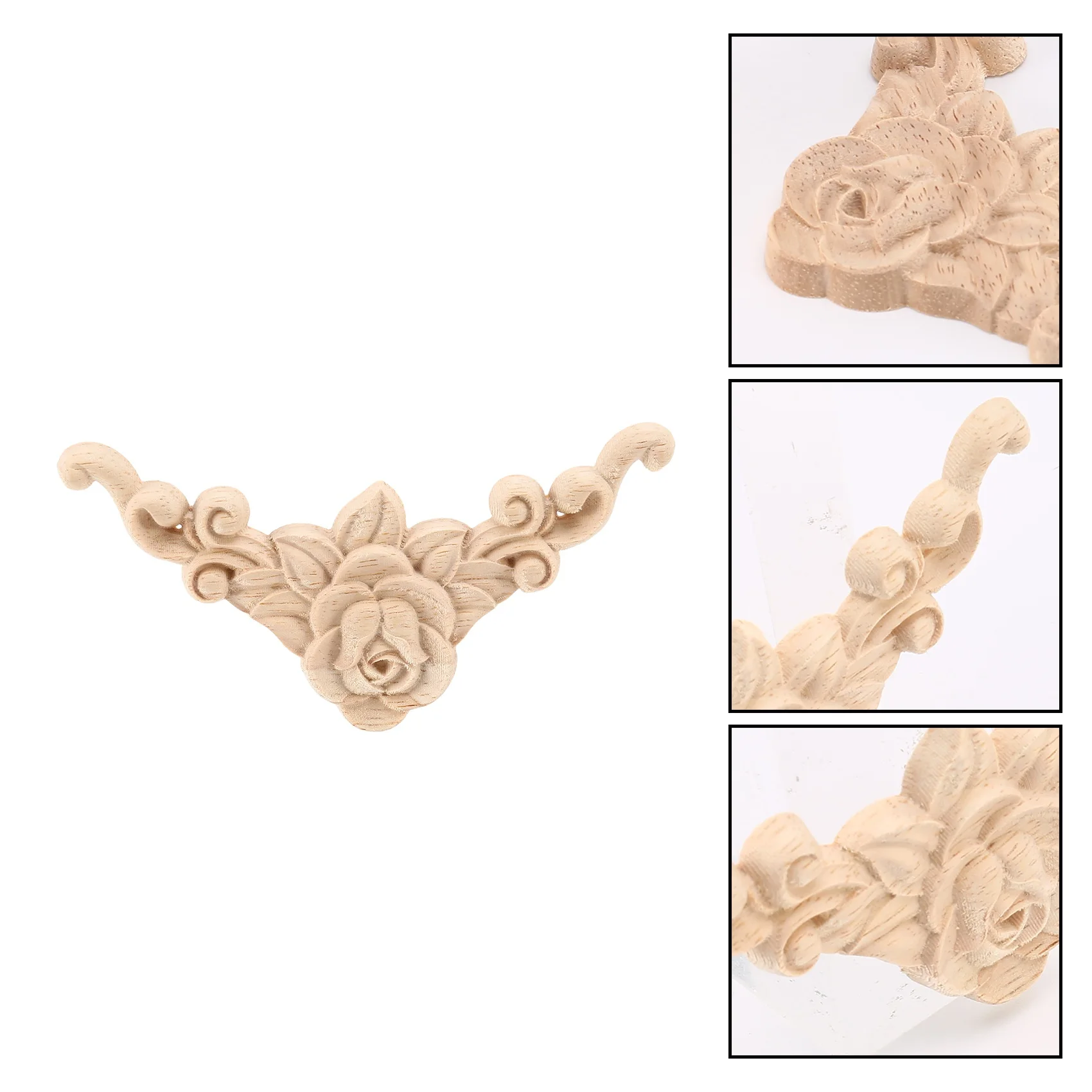 Деревянная резная угловая аппликация для дверного шкафа 4 шт. 8*8 см Неокрашенная
