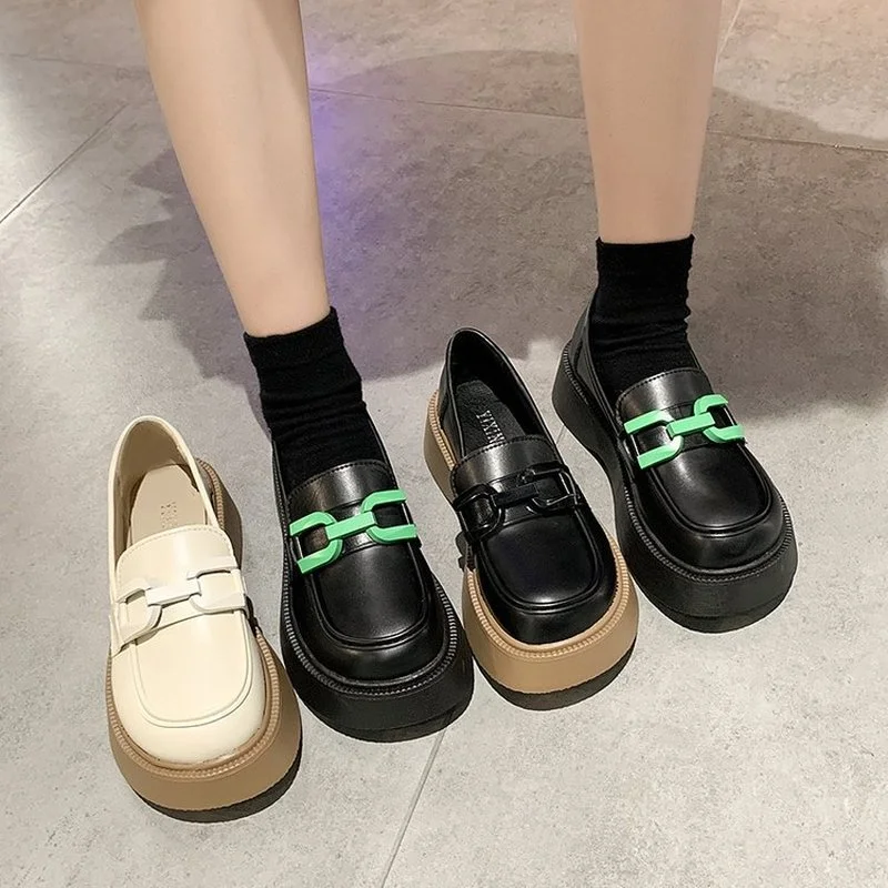 

Шлепанцы женские на резиновой подошве, повседневные лоферы из искусственной кожи, с круглым носком, плоская подошва, удобная обувь на осень