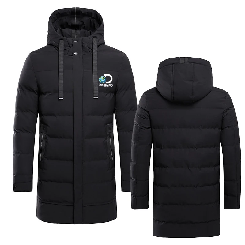 Autumn winter Discovery men casual cotton padded clothes simple keep warm fashion hooded medium long down cotton padded clothes