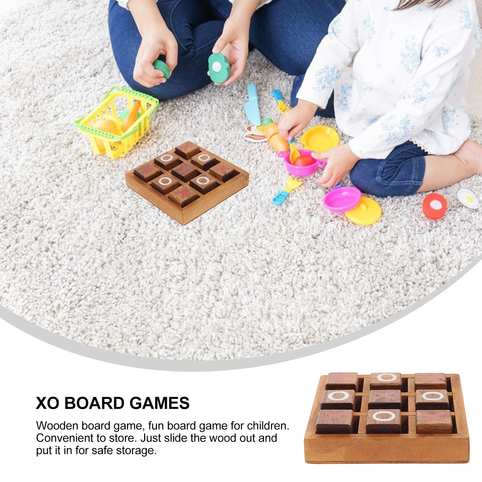 

Xo Chess Children's Indoor Kids Wooden Puzzles Checkers Board TicTacToe -Toe Game Parent-child Jigsaw