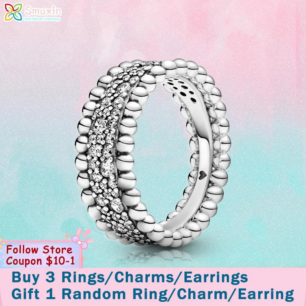 

Smuxin 925 Sterling Silver Rings Beaded Pave Band Rings Original S925 Women Rings Ngagement Ring Women Jewelry Making Girl Rings