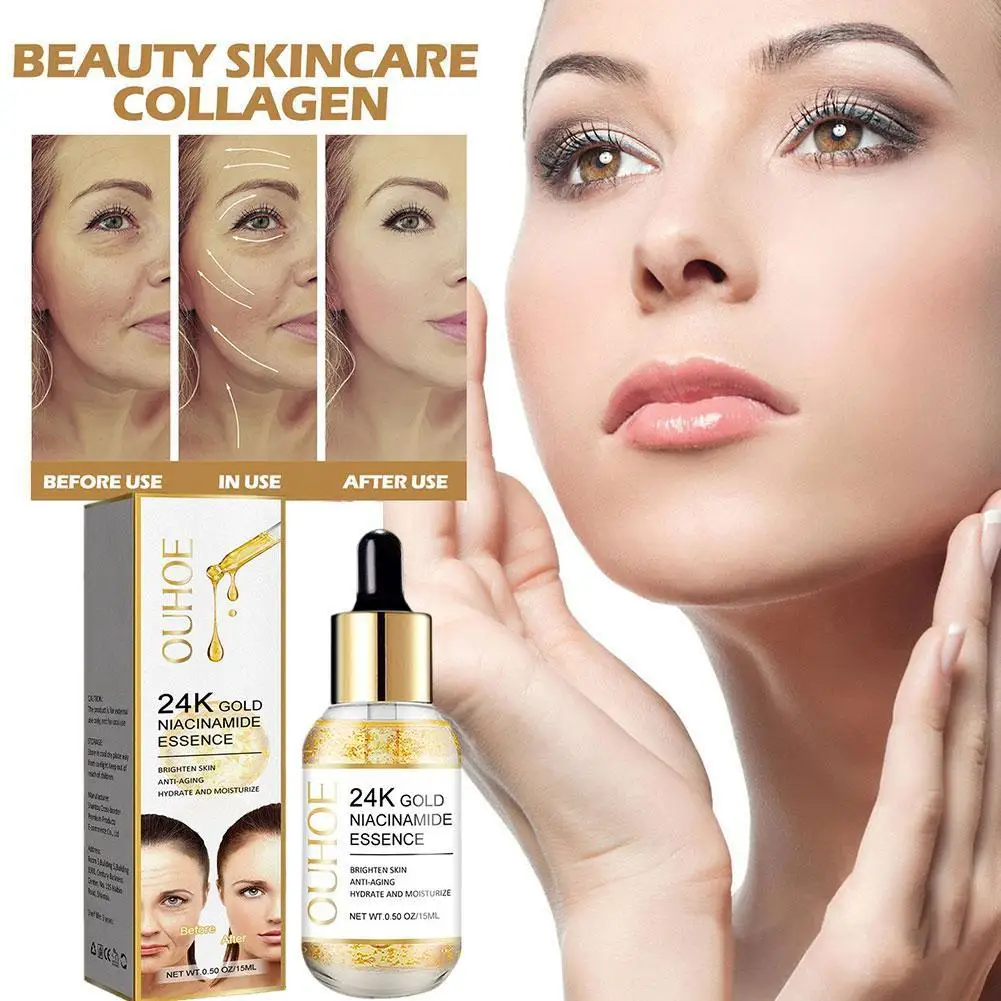 

Skincare Product 24K Gold Niacinamide Face Serum Anti Aging Hyaluronic Acid For Face Shrinks Pores Korean Skin Care Products