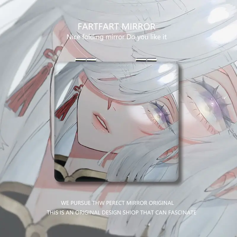 Anime Game Genshin Impact Cosplay Shenhe Merch Kawaii Small Compact Pocket Cosmetic Mirror Double-sided
