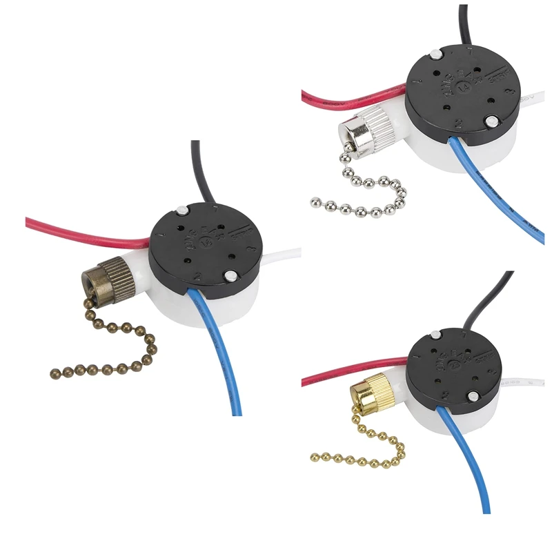 

Ceiling Fan Switch Zing Ear ZE-208S E89885 3 Speed 4 Wire Pull Chain Switch Fan Light Switch Replacement Part