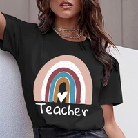 clothes fashion ladies tee top rainbow teacher 90s black t shirt lady tshirt summer t short sleeve casual graphic women t shirts