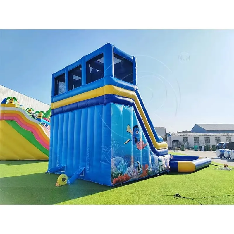 Фото Популярные надувные водные горки Octopus Aqua Park с отсоединяемым бассейном, красочные надувные батуты-горки для водных развлечений №2