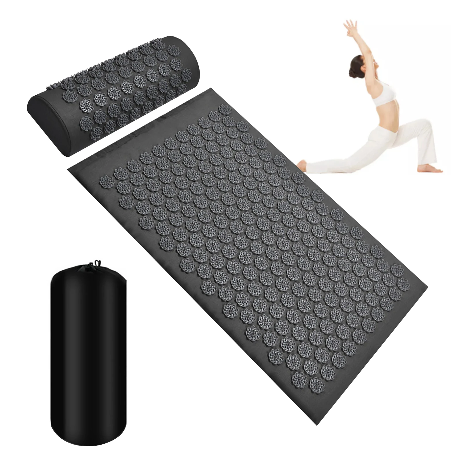 

Massage Mat And Pillow Set Muscle Relaxation After Yoga Workout With Carry Bag Full Body Massager Cushion For Back Legs And Neck