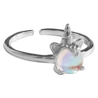 unicorn moonstone sterling silver ring female ring fashion girl heart ring student magic forest fairy