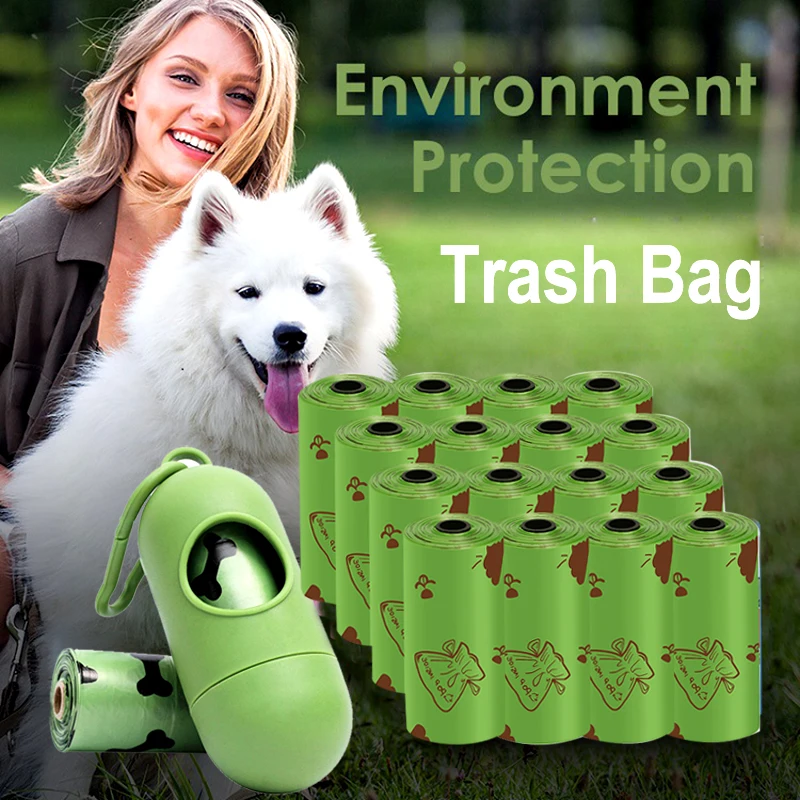 

16Roll biodegradable Pet Dog Poop Bags Dispenser Collector Garbage Bag Pooper Scooper Bag Small Rolls Outdoor Clean Pets Supplie