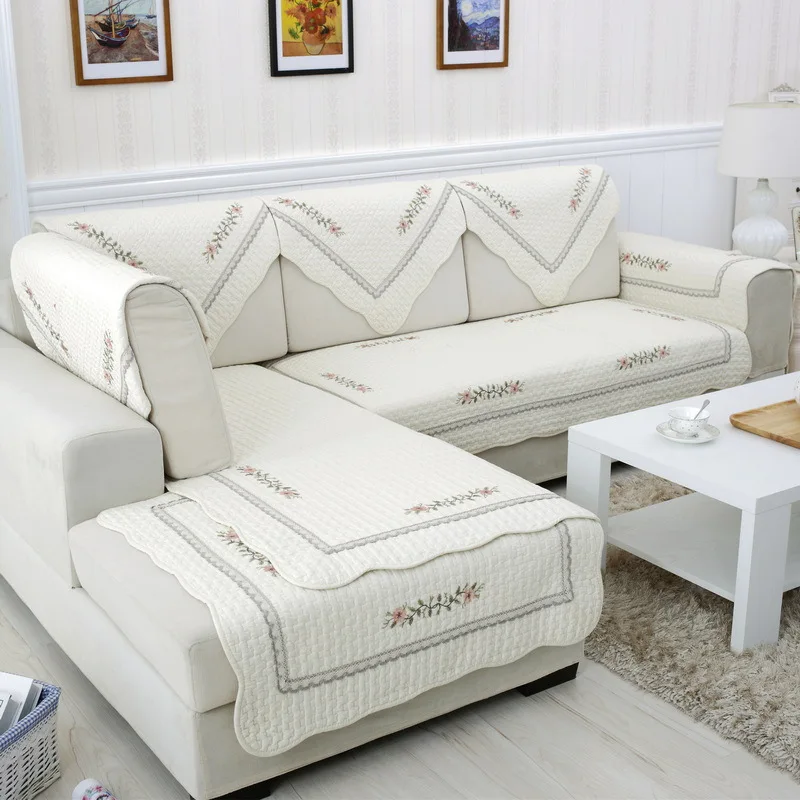 

Пасторальная хлопковая ткань для подушки для дивана с вышивкой, нескользящий кожаный чехол для сиденья, стирка водой