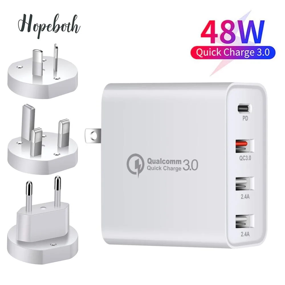 

Сетевое зарядное устройство с 3 USB-портами, 48 Вт