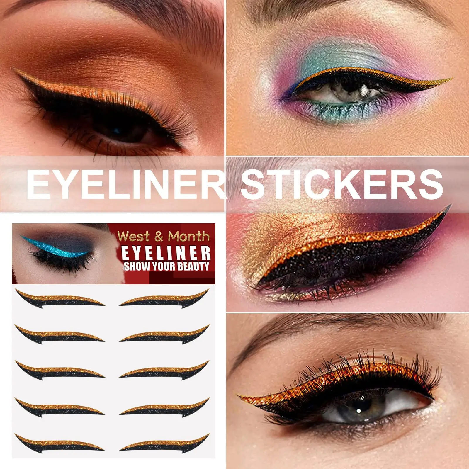 Europe and The United States Stage Party Makeup Shop Eye Makeup Eye Liner  Pairs of Eye Shadow Double Eyelid Stickers Luminous