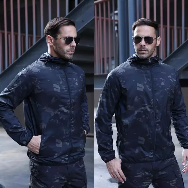 

Охотничья и кемпинговая одежда, одежда для рыбалки и охоты, тактическая ветровка с капюшоном и карманами, камуфляжная Повседневная Уличная ...