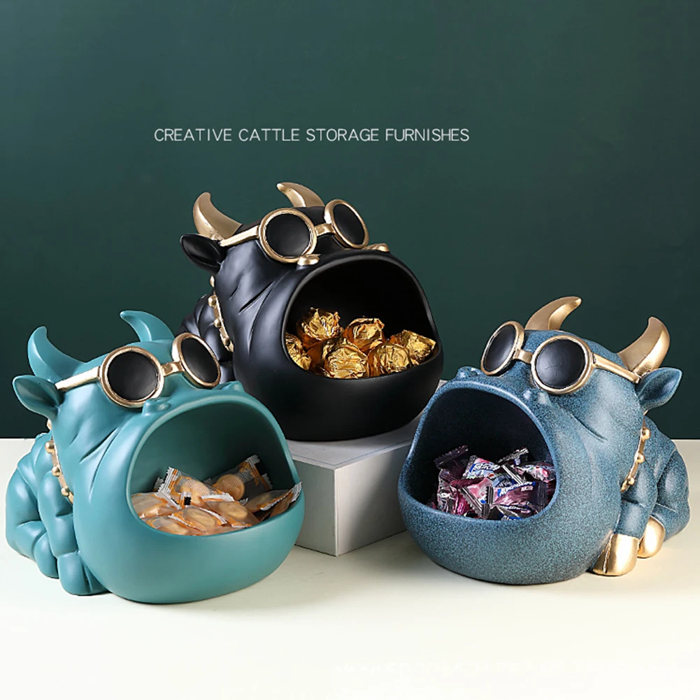 

Nordic Cow Sculpture Animal Statue Statue Jewelry Storage Table Decoration Gift Key Cabinet Coin Bank Home Art Statue