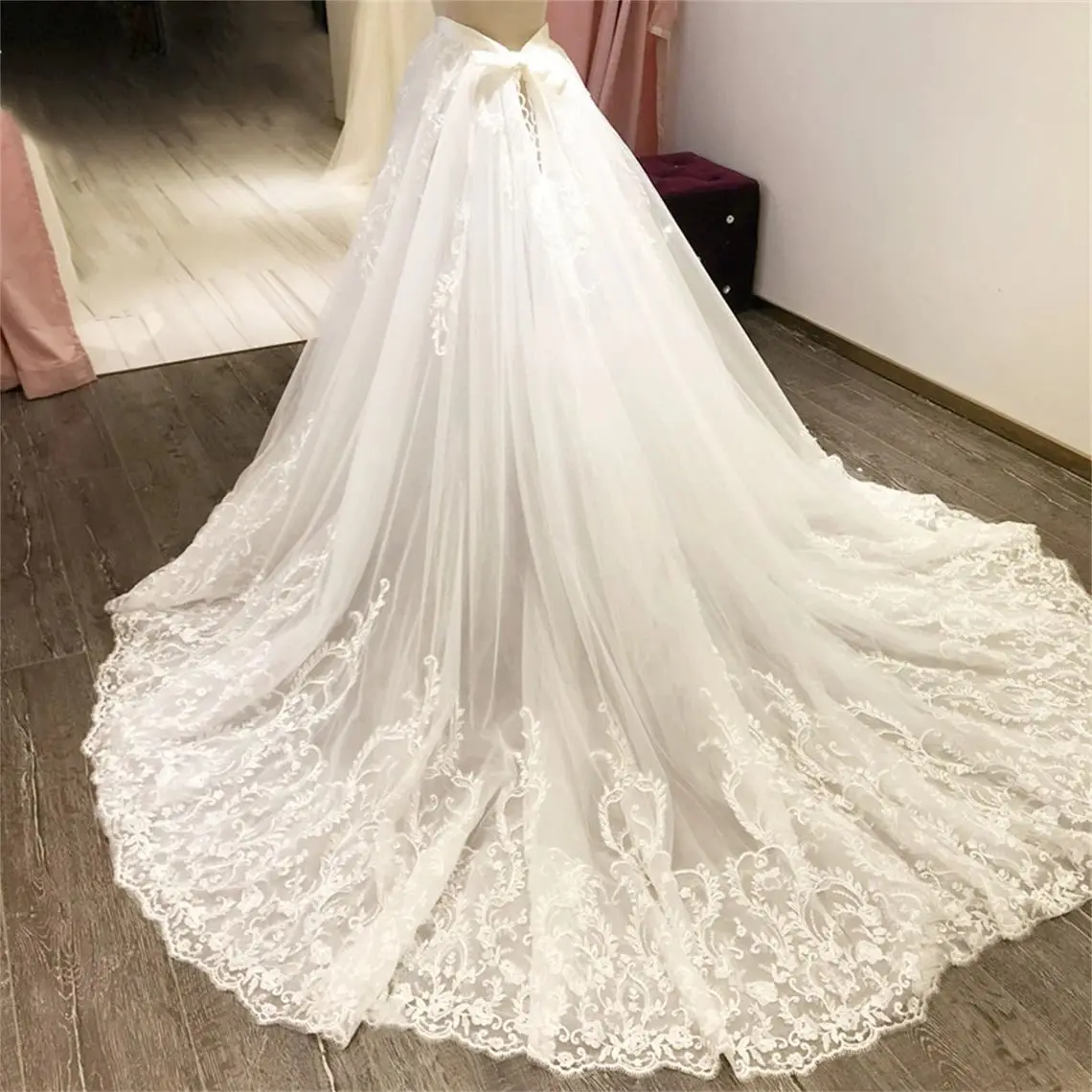 Роскошная съемная юбка из тюля с кружевной аппликацией свадебная в стиле бохо со