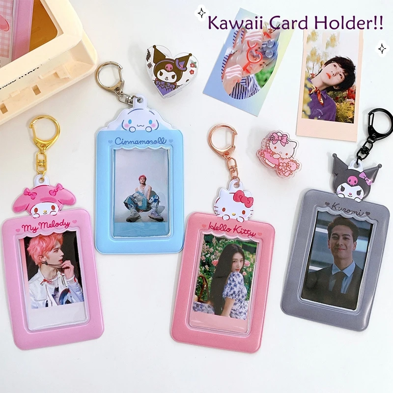 

Kawaii Cartoon Cat Dog Photocard Holder Kpop Idol Photo Sleeve Case ID Card Cover Kids Decorative Backpack Pendant Keychain