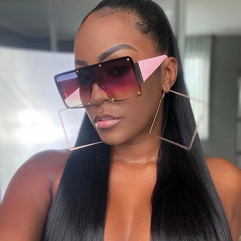 

Модные модные цельные солнцезащитные очки в большой оправе индивидуальные квадратные очки с УФ-защитой для женщин