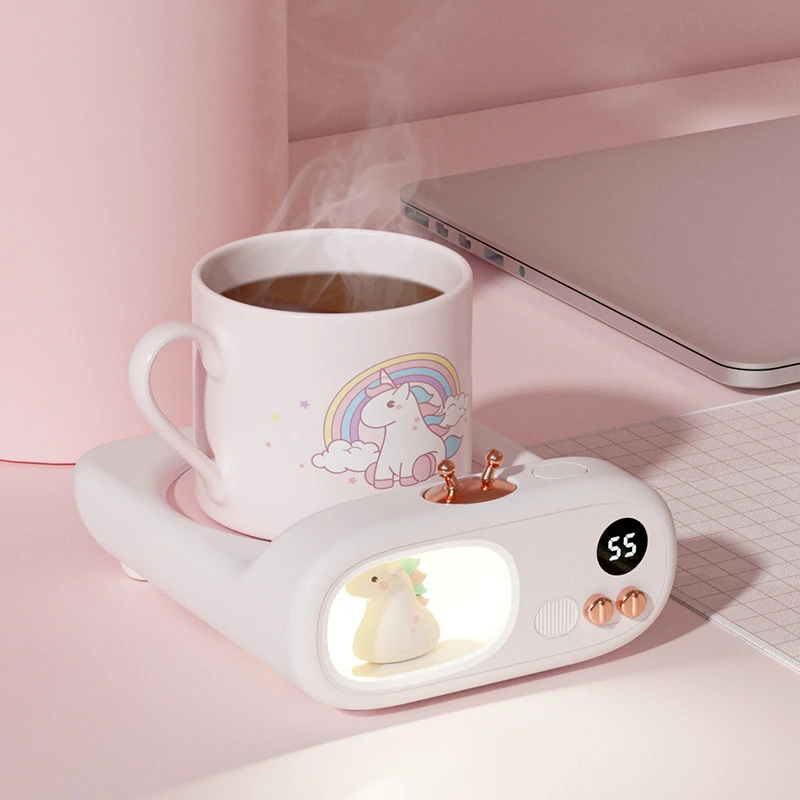 

Lovely Pet Coffee Mug Warmer Cup Heater Plate For Tea Milk Desk Heating Coaster 3 Temperature Adjustable LED Display Night Lamp