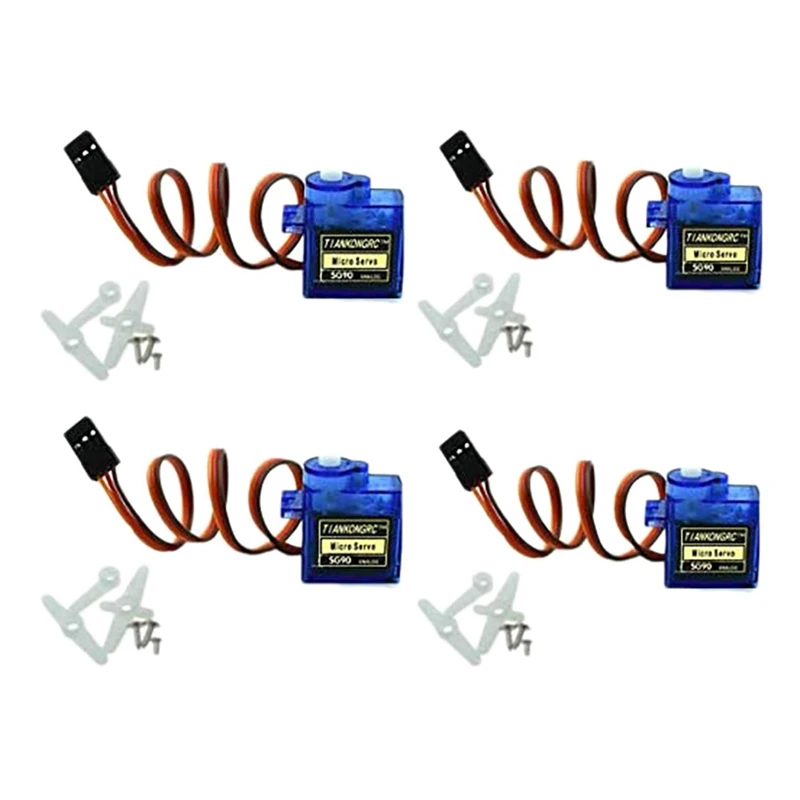 

4 Pack SG90 9G Mini Servo For RC Robot Helicopter Aircraft Control Car Boat Fixed Wing Helicopter KT Flutter Glide