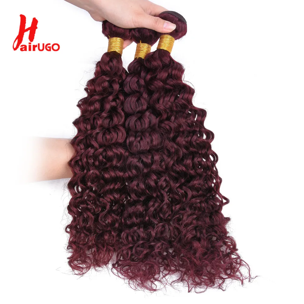 Волосы HairUGo Brazilian 99J Волной с Замыканием Бургундского Омбре Человеческие Волосы Реми Предокрашенная Ткань.