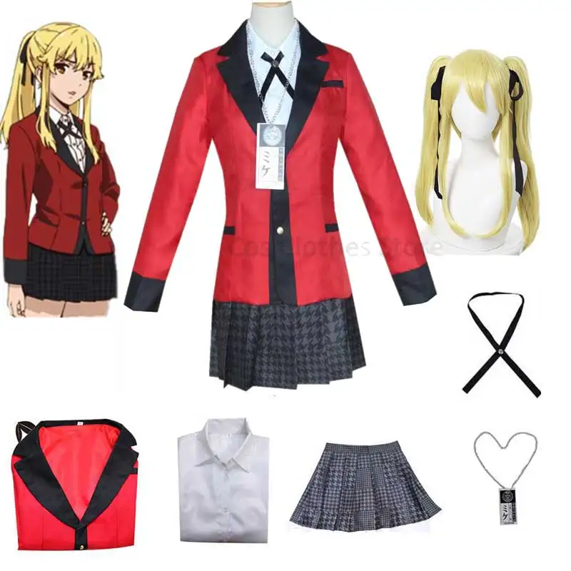 

Girls Women Anime Meari Saotome Cosplay Kakegurui Compulsive Gambler School Uniforms Set Halloween Costumes