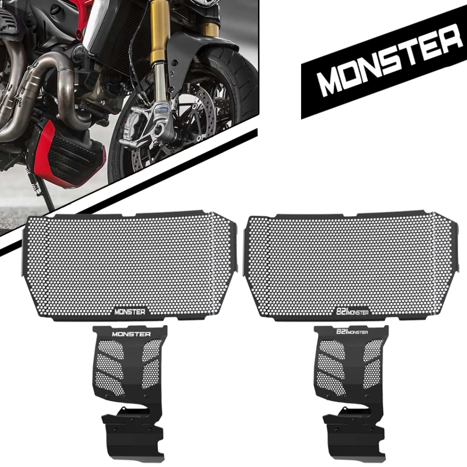 Мотоцикл Monster 821/Stealth/Dark/Полосатый радиатор и защита двигателя для Ducati 821 13-20 Stealth 2019