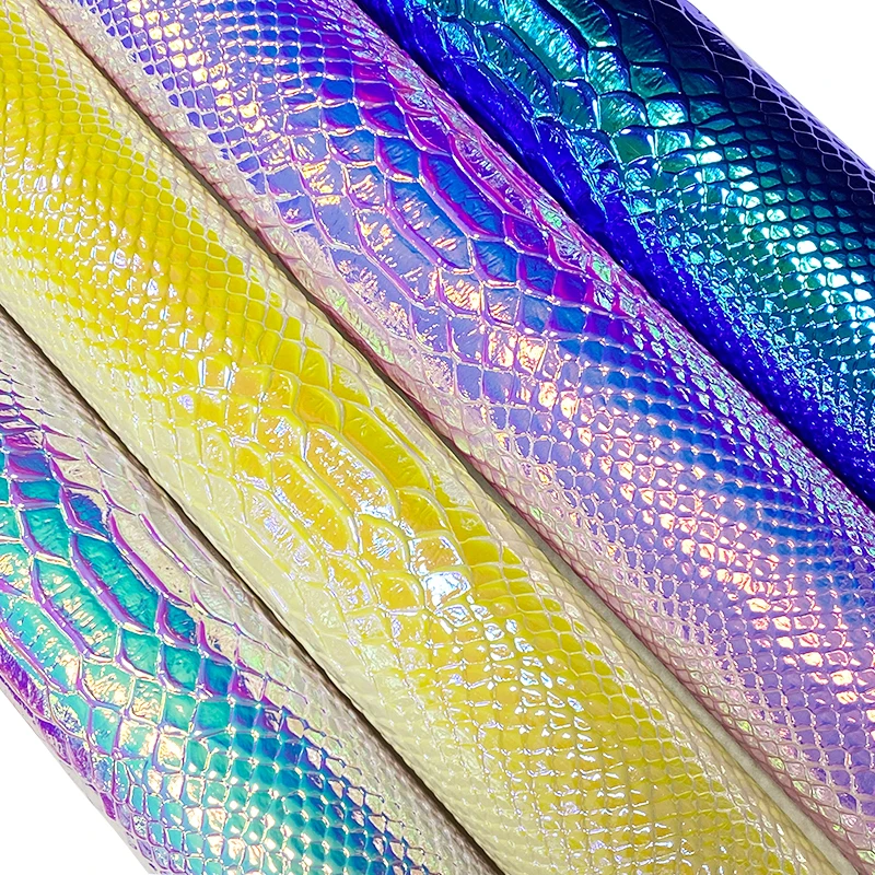 

30x135cm Snake Skin Grain Embossed Holographic Spunlace Fabric Sheet for Making Bag/Decoration/Earring/Shoe/Craft