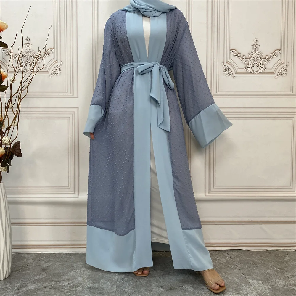 Open Abaya Kimono with Hijab Arabic Long Muslim Dress Loose Abayas for Women Dubai Moroccan Kaftan Party Islam Pakistan Clothes