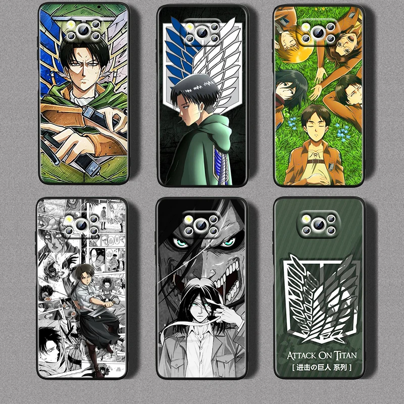 

Shingeki no Kyojin For Xiaomi Civi Mi Poco X3 NFC F3 GT M4 M3 M2 X2 F2 Pro C3 F1 Silicone Shell Capa Black Phone Case