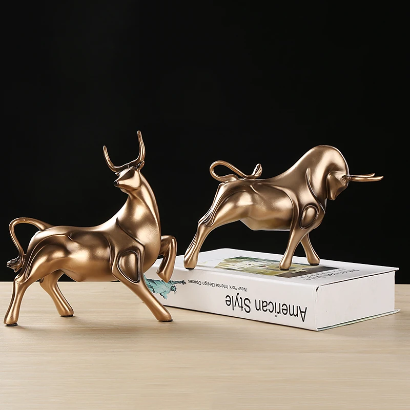 Винтажная статуя быка абстрактная скульптура бизуна украшение из смолы дикая