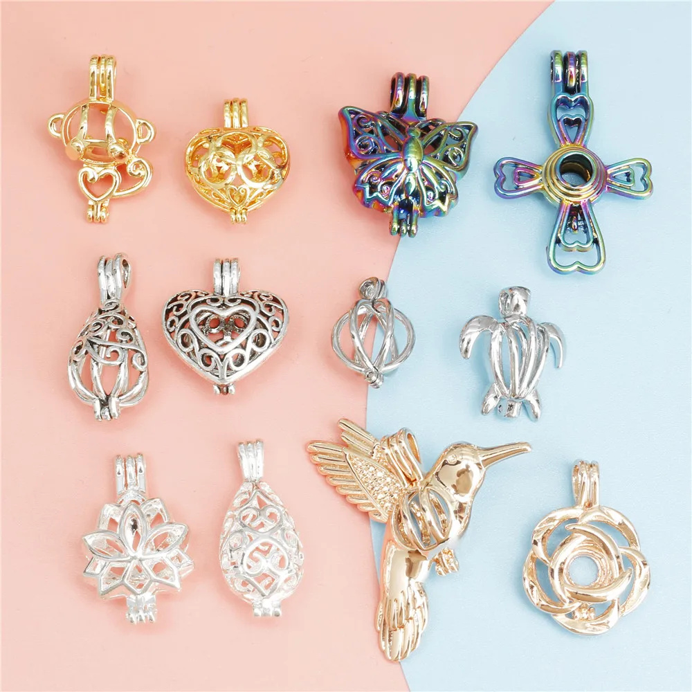 10 шт. разнообразные жемчужные подвески-клетки амулеты животные капли воды сердце