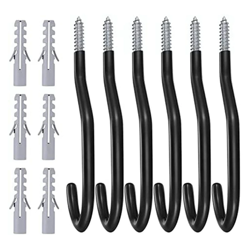 

6Piece Heavy Duty Bike Storage Hooks Bicycle Hanging Hooks With PVC Coating,For Wall,Ceiling