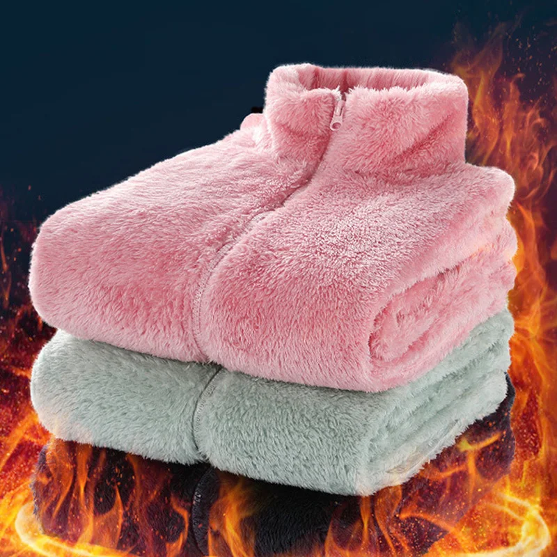

New Winter Fleece Wool Jacket Women Thick Cardigan Sweater Thermal Windproof Spring Windbreaker Female Hooded Warmer Coat M-4XL